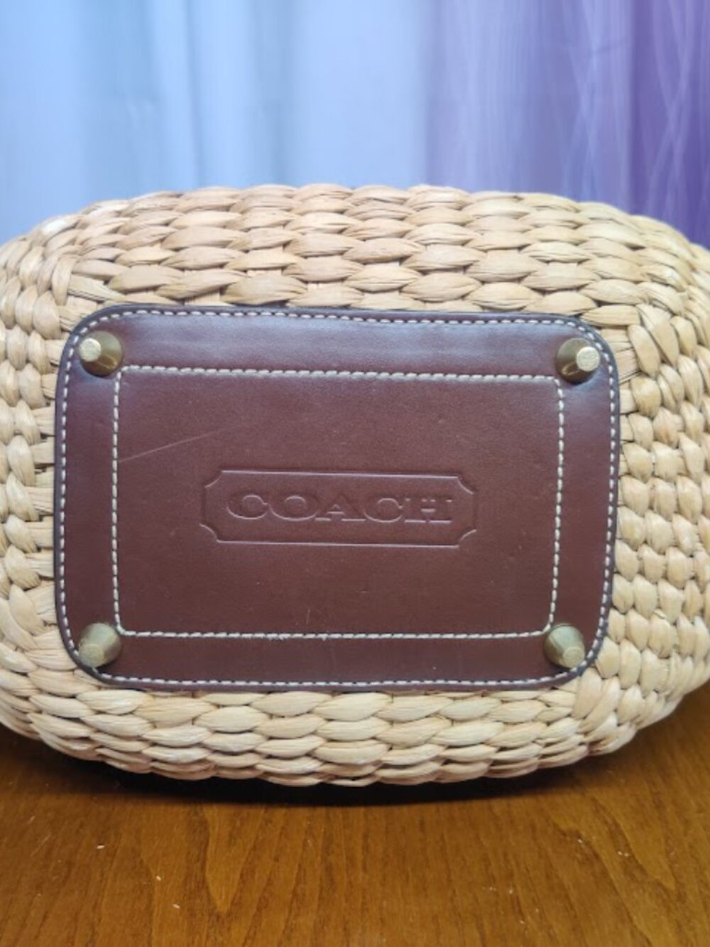 COACH Straw Tote Basket Bag Brown - Picture 8 of 16